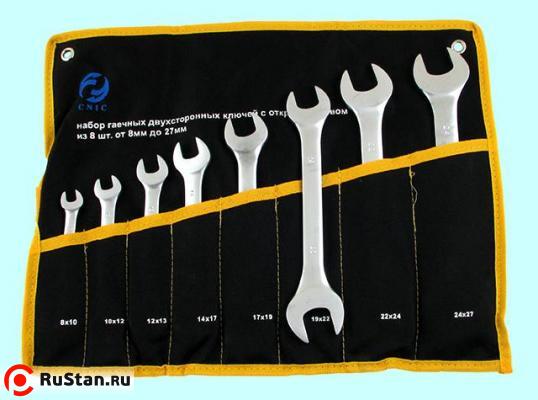 Набор ключей Рожковых из  8-ми шт. (8х10 - 24х27) в сумке хром-ванадий (сатингфиниш) #865 "CNIC" фото №1
