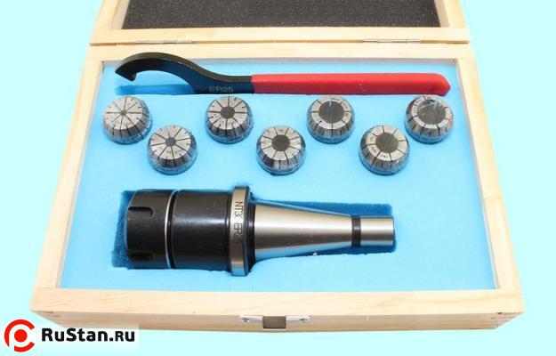 Патрон Цанговый с хвостовиком 7:24-30 ГОСТ 25827 исп.1 с набором цанг ER25 из  7шт (4-16мм) "CNIC" фото №1