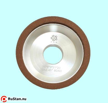 Круг алмазный 12А2-45град.(чашечный конический)  75х6х3х21х20 SSD-2(АС4)  80/63, 100% В2-01 17,2 карат "TLX" фото №1