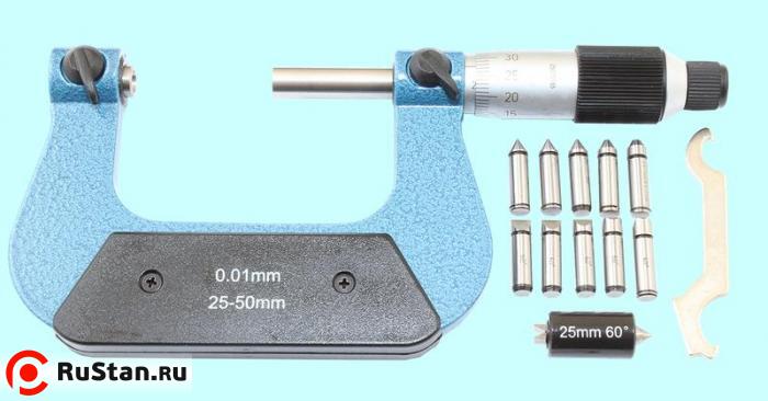 Микрометр Резьбовой со вставками МВМ- 50, 25-50 мм (5 пар вставок) "TLX" фото №1 Микрометр Резьбовой со вставками МВМ- 50, 25-50 мм (5 пар вставок) "TLX" фото №1