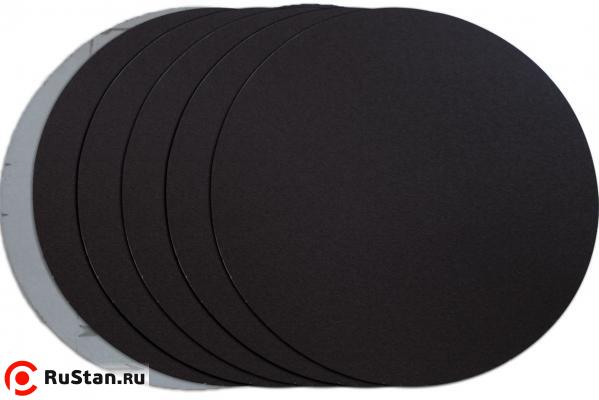 Диск шлифовальный на велкро основе P60, 300мм /без отв., черный, 5 шт. фото №1