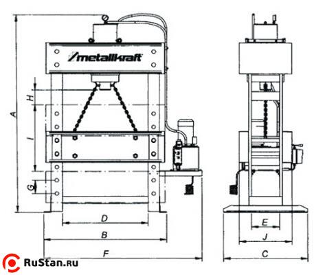 Размеры прессов Metallkraft фото №2 Размеры прессов Metallkraft фото №2