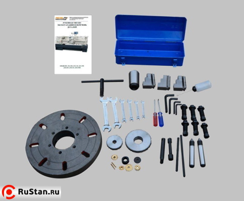 В ЗИП входят ключи, масленка, обратные каленые кулачки, неподвижный центр МТ №5, конус-переходник с МТ-7 на МТ-5, сменные шестерни для гитары, планшайба, набор ключей и руководство пользователя. фото №20 METAL MASTER Z56150 фото №20