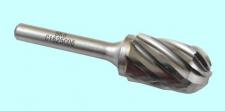 Борфреза тв.спл. сфероцилиндр. d16х25х6х65 R8  спиральная крупная насечка (C16 25С06) 