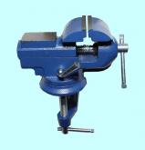 Тиски Слесарные   60 мм поворотные настольные с наковальней, крепление струбциной (LT86003) 